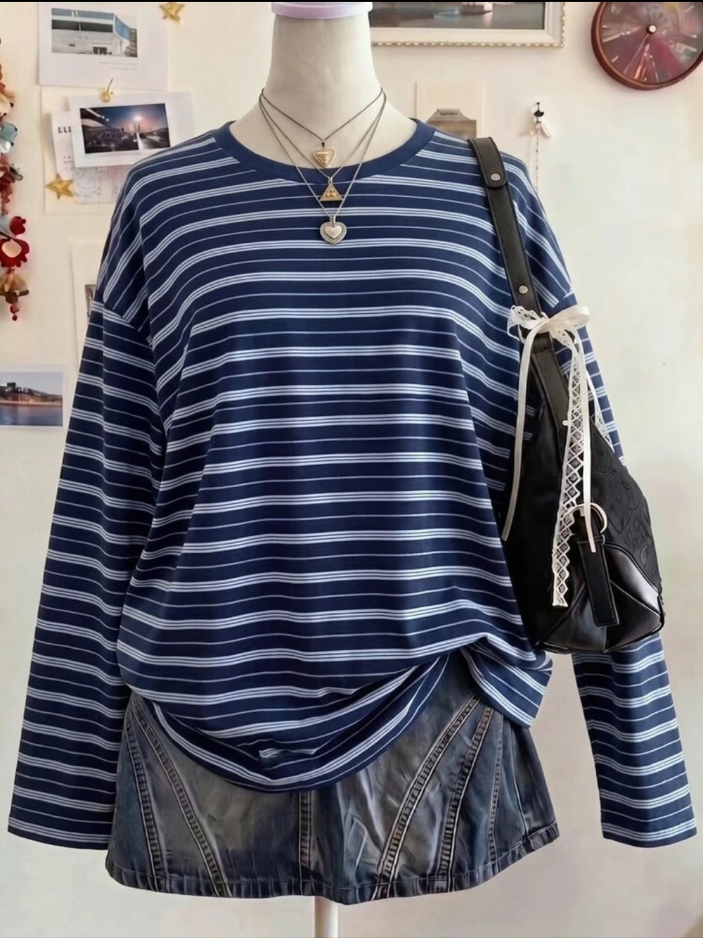 SHEIN Plus Striped Long Sleeve Top